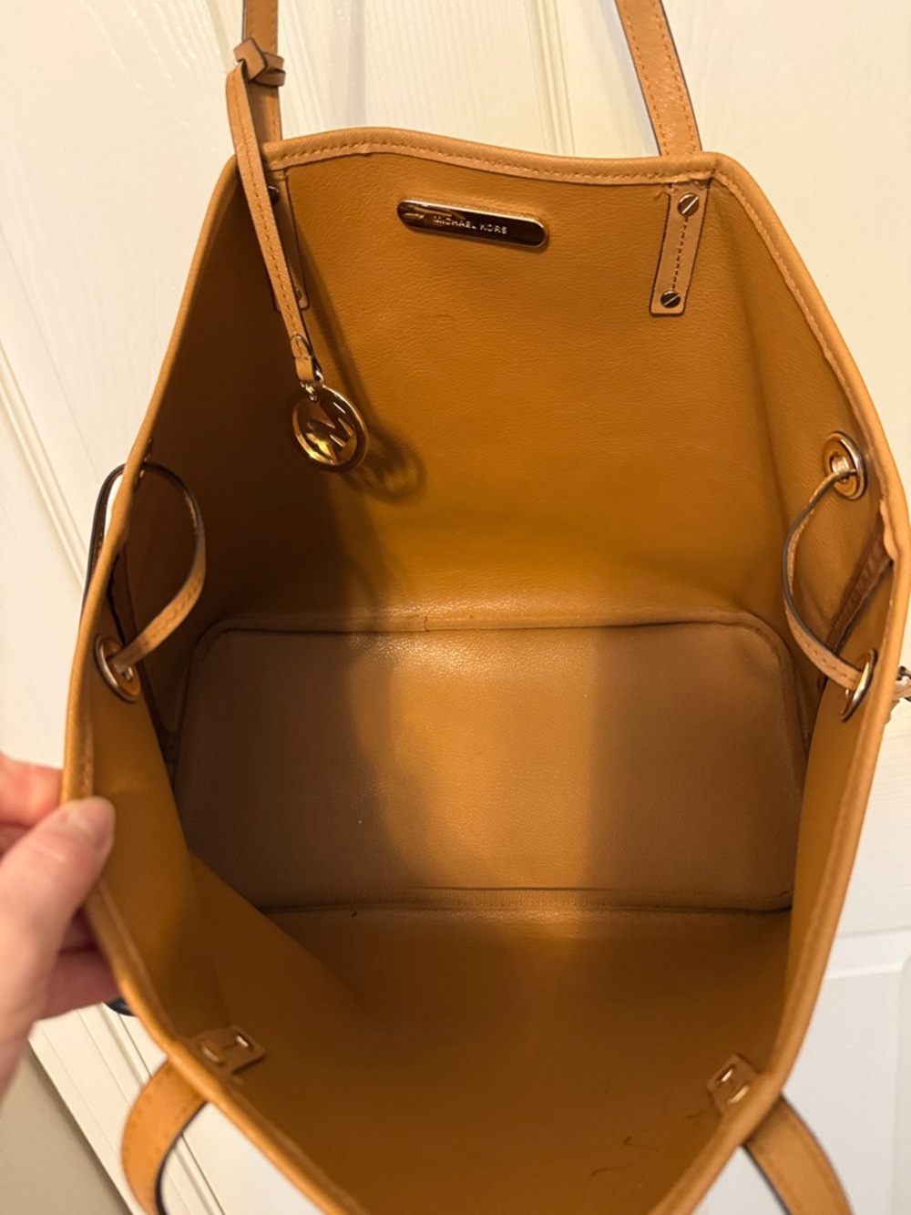 Michael Kors Brown Logo-Print Tote with Tan Trim - Picture 3 of 10